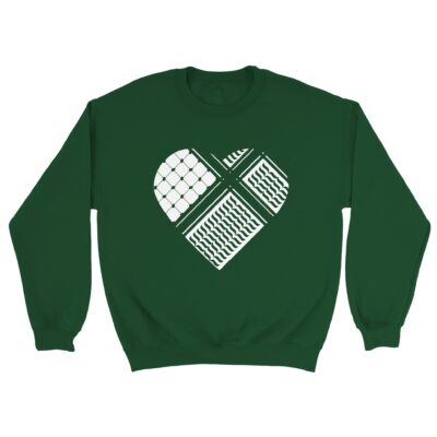 Keffiyeh Heart Classic Crewneck Sweater - Forest Green