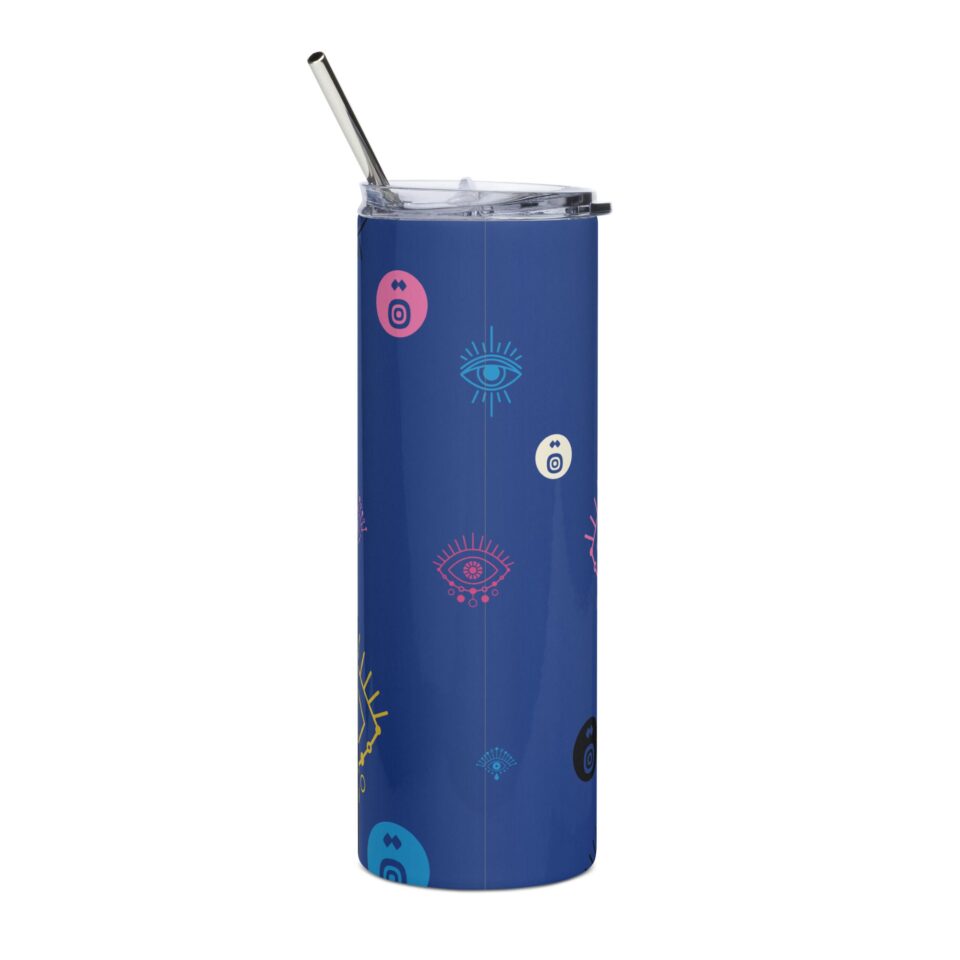 Psychedelic All Seeing Eyes Steel Tumbler - Blue