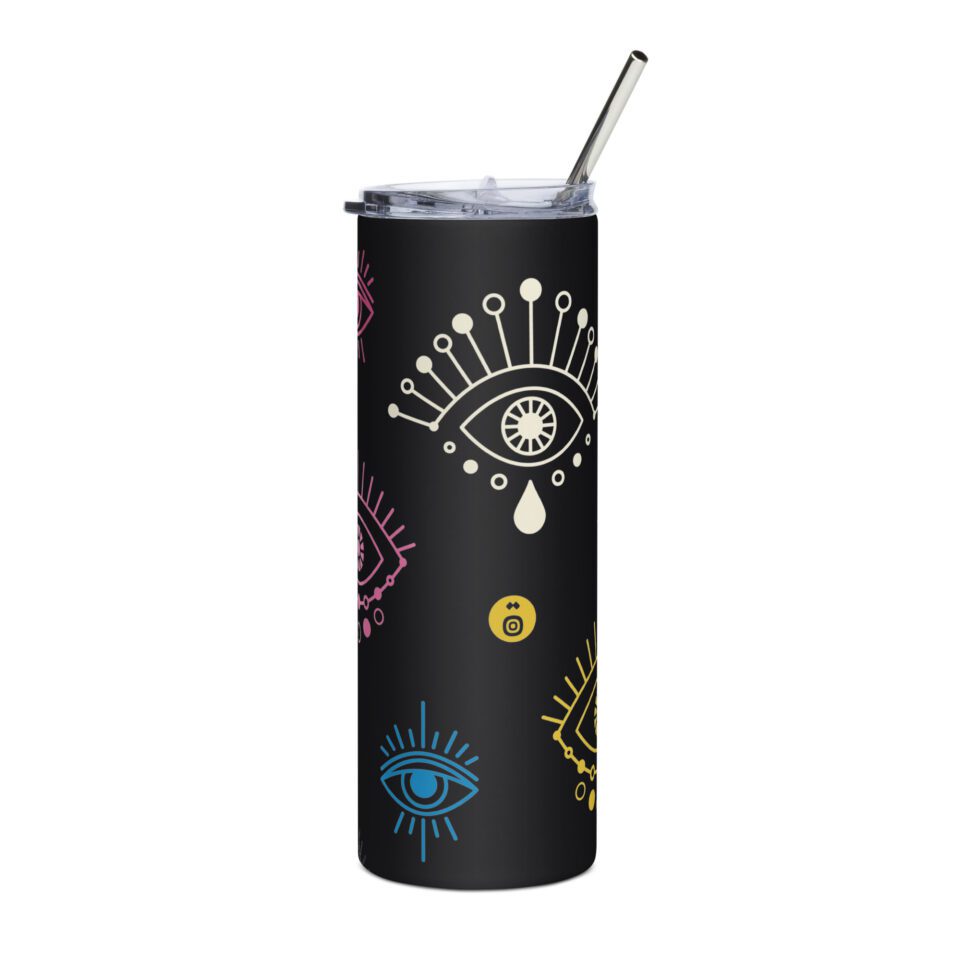 Psychedelic All Seeing Eyes Steel Tumbler - Black