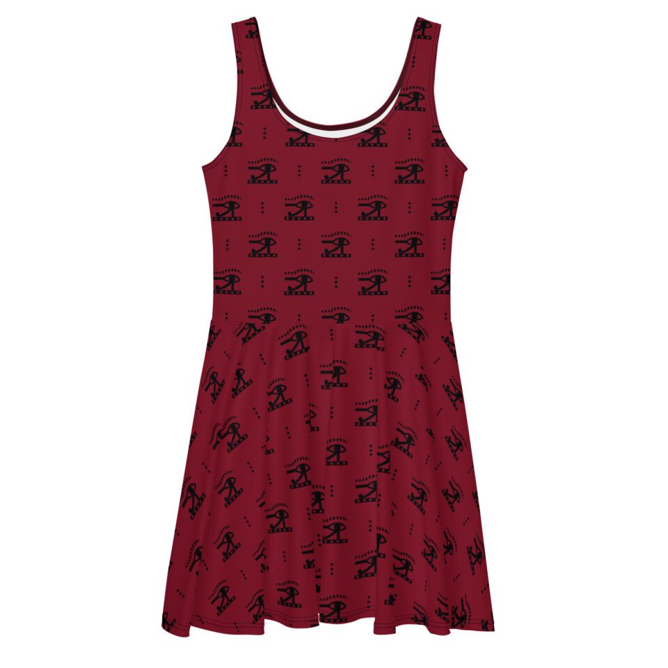 The Eye of Horus Skater Dress – Burgundy